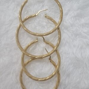 10k Real Gold Hoop Earrings Twisted